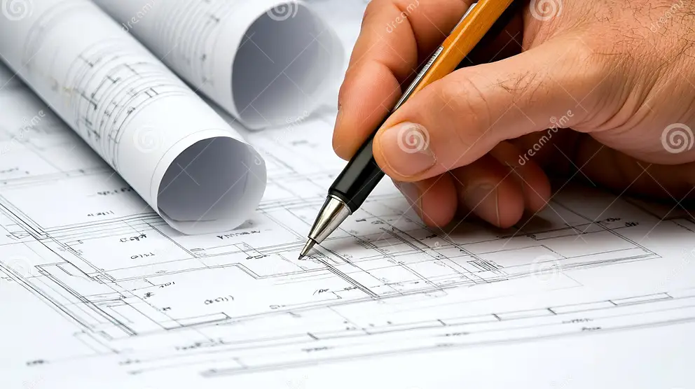 architect-s-precision-detailed-blueprint-review-annotation-construction-project-planning-development-meticulously-346724118